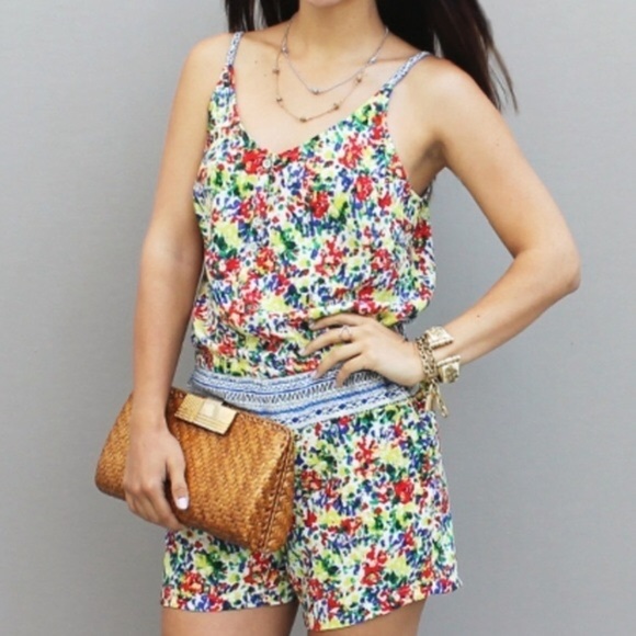 CAbi #5261 Devon Floral Fiesta Romper Size Small Colorful Summer Adjustable EUC - Picture 1 of 12